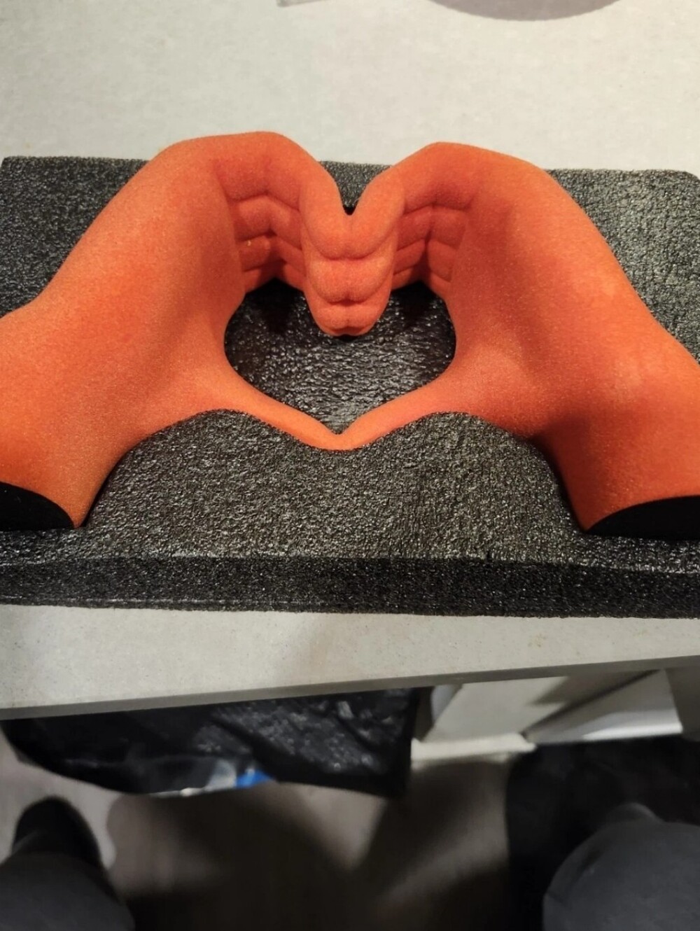 Orange heart and hand statue, hand and heart sculpture home decor, heart and...